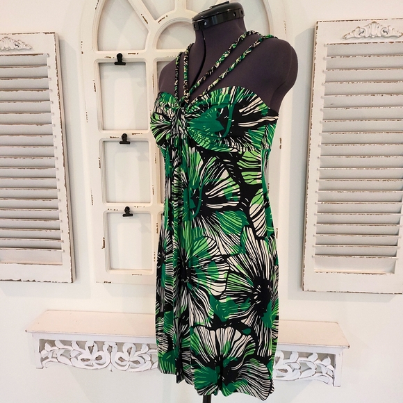 Marciano XS Stretch Rayon Emerald /Black printed dress - Picture 1 of 6